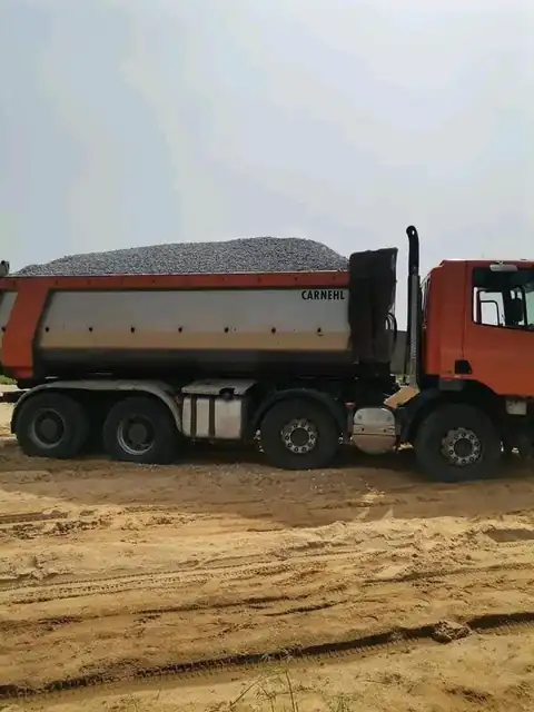 Semi-trailer loaded with gravel