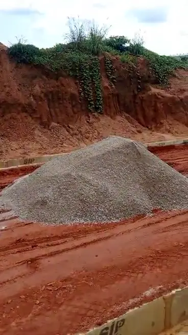 Aggregate stockpile on a developed site